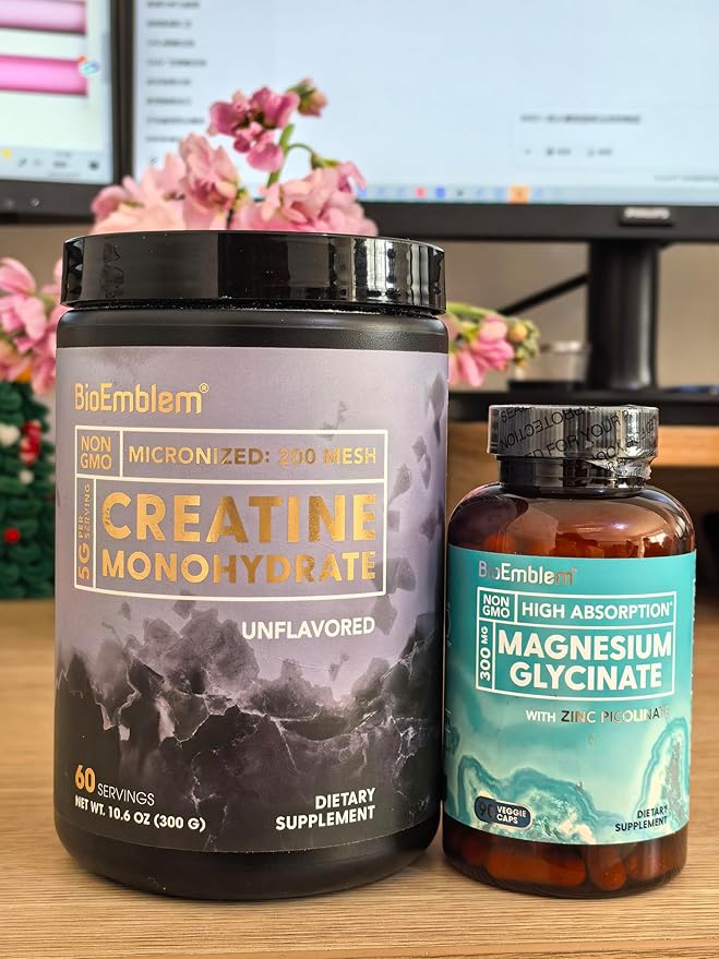 BioEmblem Magnesium Glycinate with Zinc and Creatine Monohydrate Powder
