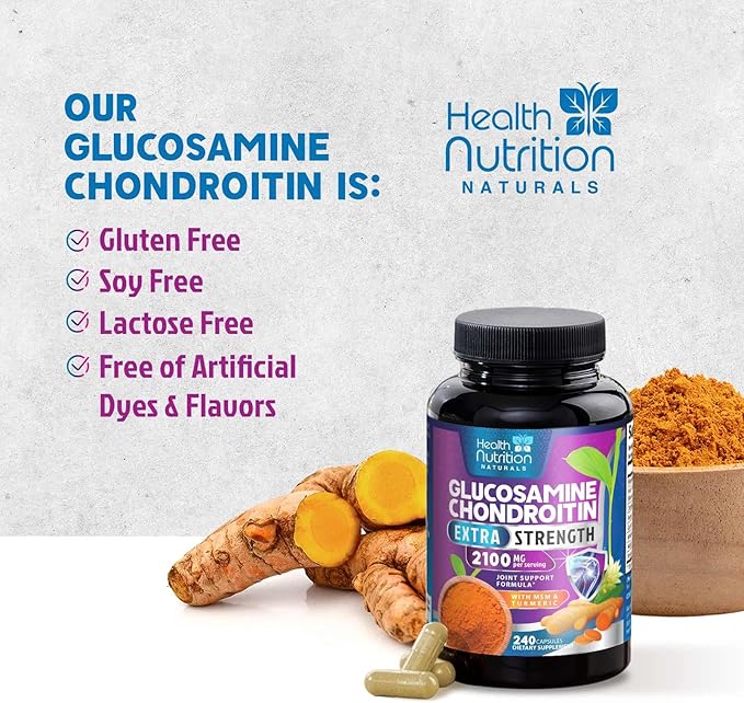 Glucosamine Chondroitin MSM Complex - 3X Strength Joint Support Supplement with Glucosamine Sulfate Turmeric Boswellia - For Cartilage Mobility &amp Flexibility - Bottled in USA 240 Capsules