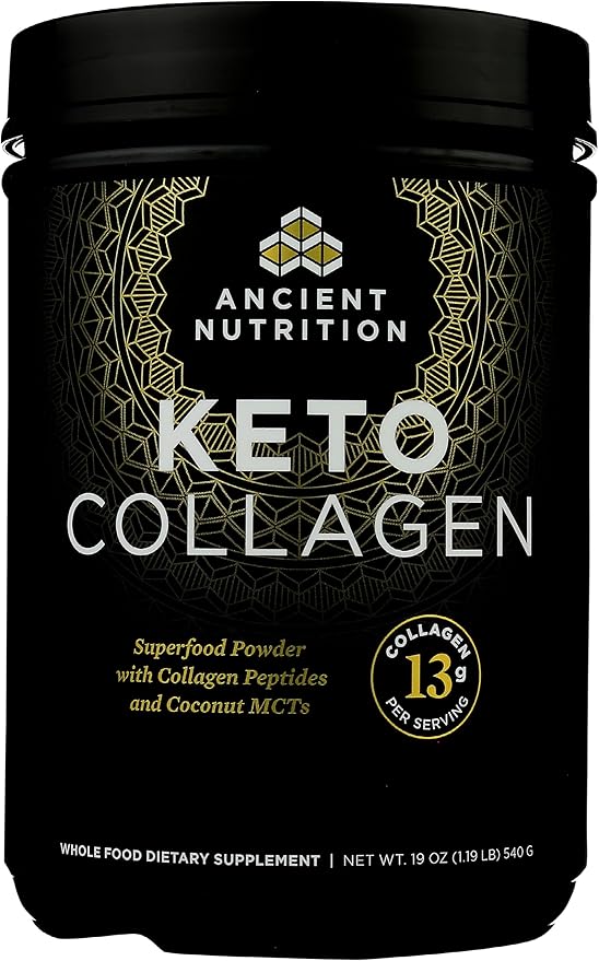 Ancient Nutrition Keto Collagen Powder Drink Mix Keto Diet Supplement with MCT Hydrolyzed Collagen Peptides to Support Healthy Skin and Joints 30 Servings 19 oz (Packaging May Vary)