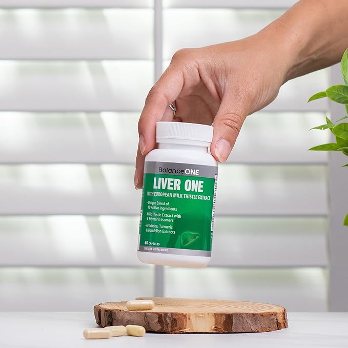 Balance ONE Liver Support Supplement with Milk Thistle Dandelion Root Extract &amp Molybdenum – Liver Health &amp Detox Support – Vegan Capsules 1 Month Supply – Liver One