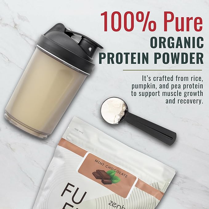 Fuel Vegan Protein Powder Mint Chocolate - 21g of Protein Each Serving Delicious Plant-Based Blend for Muscle Growth Crafted from Pea with Vegan D3 No Artificial Flavors Gluten-Free