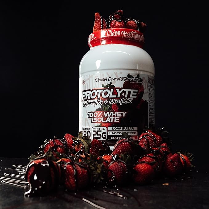 VMI Sports | ProtoLyte Whey Isolate Protein Powder | Low Calorie Whey for Weight Loss and Muscle Gain | Digestive Enzymes | Non-GMO (1.6 lb Chocolate Covered Strawberries)