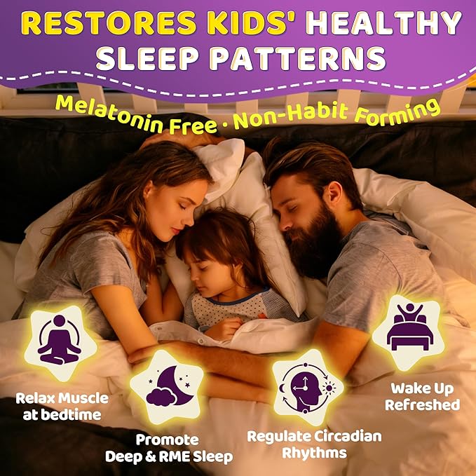 Kids Sleep Gummies - Magnesium Glycinate Saffron for kids w/ Vitamin B6 D3 L-Theanine GABA Chamomile Methylate B12 for Peaceful Sleep Relax Brain &amp Muscle Bedtime Unwind Melatonin Free120