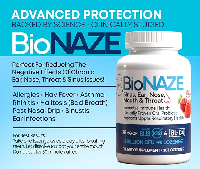Oral Probiotic BLIS K12 &amp BL-04 for Sinus Tonsil Stones Bad Breath Post Nasal Drip Throat Mouth Teeth &amp Gut - Improve Oral &amp Respiratory Health. Clinically Proven Probiotic Strains 3