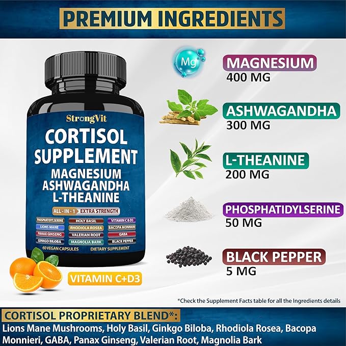 Cortisol Supplement &amp Berberine Complex Bundle (120 Capsules)
