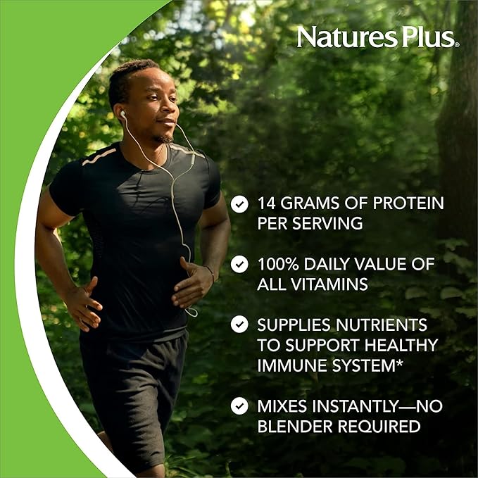 NaturesPlus SPIRU-TEIN Strawberry - 1.2 lbs Pack of 2 - Plant-Based Protein Shake - Non-GMO Vegetarian Gluten Free - 32 Total Servings