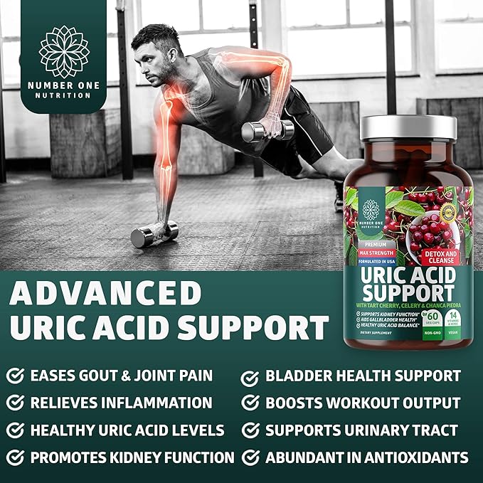 Number One Nutrition N1N Premium Uric Acid Support and Men's Multivitamins All Natural Supplements to Support Energy Levels Prostate Health and Urinary Tract Functions 2 Pack Bundle