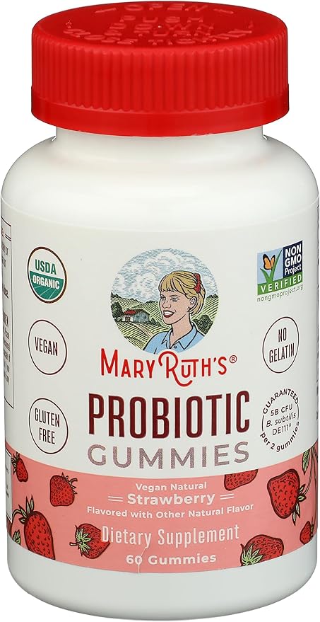 Mary Ruth's Organic Strawberry Probiotic Gummies 60 Ct