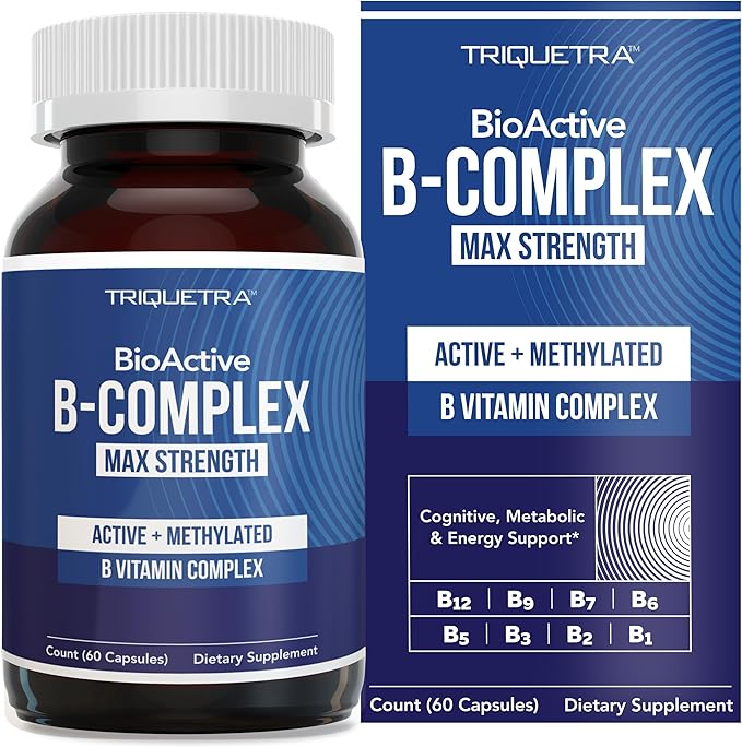 BioActive Vitamin B Complex - Blood Stream Ready Methylated B Complex - Featuring Methylfolate 3 BioActive Forms of B12 BenfoPure® B1 &amp Pantesin® B5 - 12 B Vitamins in Clinical Doses - 60 Servi