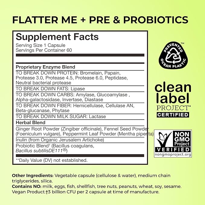 HUM Flatter Me Fiber Supplement &amp Flatter Me Plus Prebiotics &amp Probiotics