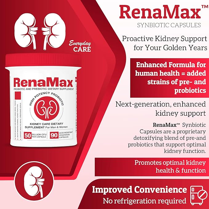 Capsule Kidney Restores &amp Kidney Care Supplement - Probiotic &amp Prebiotic Supplement to Support Normal Kidney Function - 50 Billion CFU per Capsule - Made in U.S.A (180 Caps (2 Pack))