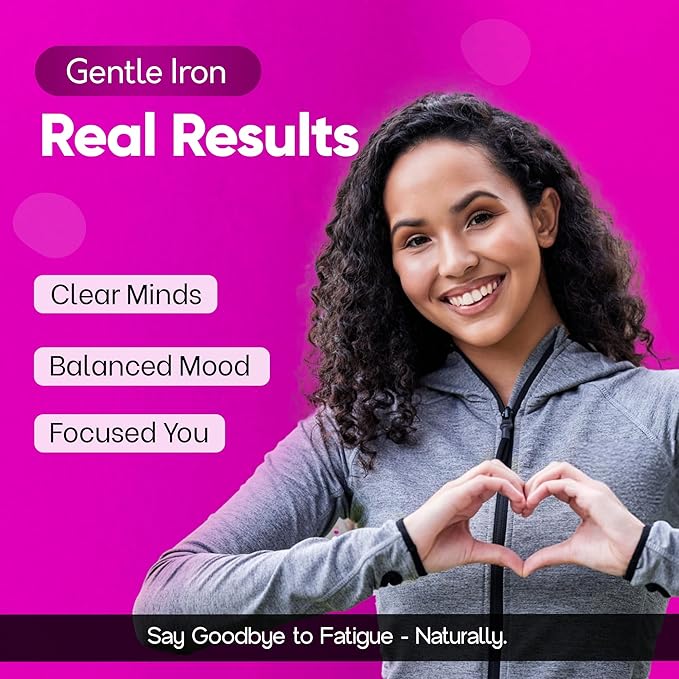 Losoki Iron Bisglycinate 20 mg with Vitamin C B12 American Ginseng &amp Probiotics Gentle on The Stomach Supports Energy &amp Iron Deficiency - Non GMO 60 Tablets