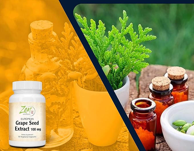 Grape Seed Extract 100mg Strength - European Grape Seed Extract Standardized to 80% OPC for Powerful Antioxidant &amp Inflammation Support - Best Grape Seed Extract -Non-GMO &amp Gluten Free 90-Vegc