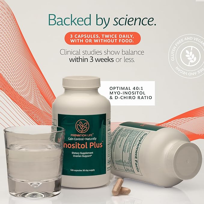Supplement for Women | Ovarian Health Hormone Balance Fertility Ovulation | 40:1 Myo-Inositol D-Chiro &amp 12 Ingredients | Developed by Medical Doctor | 180 Capsules