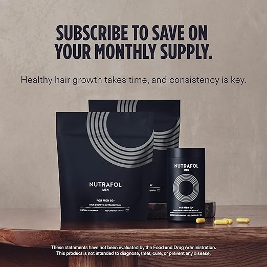 Nutrafol Men 50+ Hair Growth Supplements Clinically Tested for Visibly Thicker Hair and Scalp Coverage #1 Dermatologist-Recommended Hair Growth Supplement Brand - 1 Month Supply 1 Refill Pouch