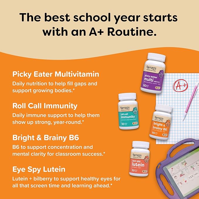 Renzo's A+ Routine Bundle - Picky Eater Mutli Apple Roll Call Immunity Eye Spy Lutein Bright and Brainy