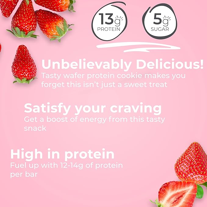 Power Crunch Protein Wafer Bars High Protein Snacks Strawberry Crème &amp Lemon Meringue 1.4 Ounce (12 Count) Bundles