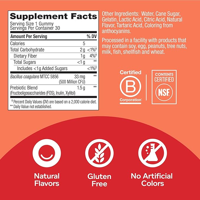 OLLY Kids Immunity Gummy Immune Support Wellmune Elderberry Vitamin C Zinc &amp Probiotic + Prebiotic Gummy Digestive Support and Gut Health 500 Million CFUs Fiber