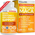 19-in-1 Extra Strength Peruvian Maca Root Capsules - 9125 mg Ashwagandha Supplements with Fenugreek and Ginseng for Mood Hormone and Performance Support (120 ct)