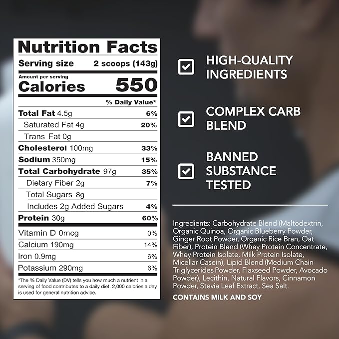 Rival Nutrition Clean Gainer Protein Powder – 5LB Cinnamon Toast Cereal – High Protein Lean Mass &amp Weight Gainer | 550 Calories 30g Protein 97g Multi-Source Carbs No Artificial Flavor – 16 Serv