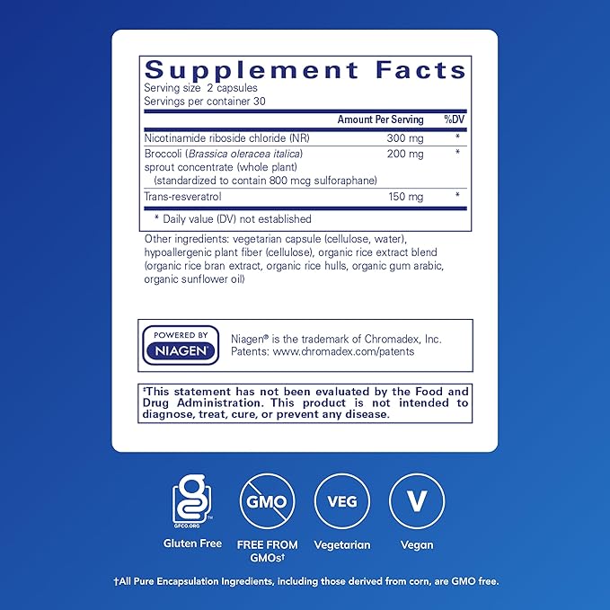 Pure Encapsulations NR Longevity NAD Supplement – Supports Healthy Aging NAD+ Replenishment Mitochondrial Function with NIAGEN – Gluten Free Non-GMO Hypoallergenic – 60 Capsules