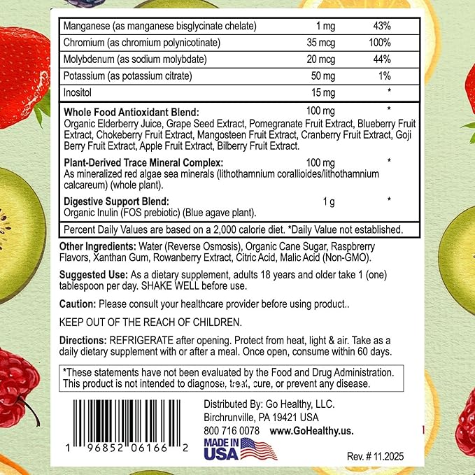 Go Healthy Liquid Vitamins for Women Men Teens | Vegan Vitamin &amp Mineral | High Absorption | Premium Liquid Multivitamin | Immune Support | Raspberry - 32 Servings