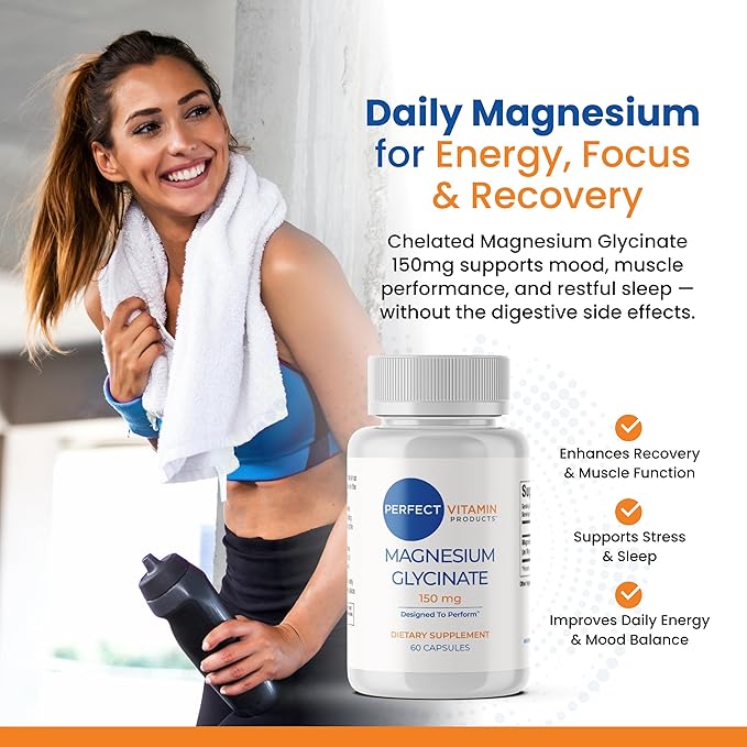 Magnesium Glycinate 150mg – Vegan Capsules for Sleep Stress &amp Muscle Support – Non-GMO High Absorption Gentle on Stomach – 60 Vegan Capsules (2-Pack)