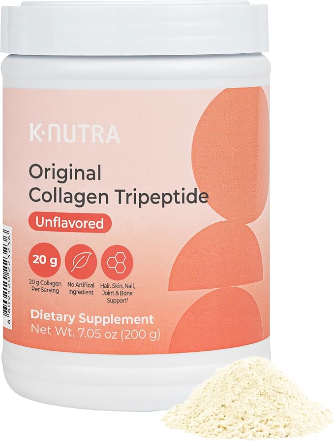 K-Nutra Original Collagen Tripeptide | 200g (7.05oz) | 100% Pure Freshwater Collagen Powder | 200X Absorption GPH | Helps Support Skin Hydration Hair &amp Nail Health