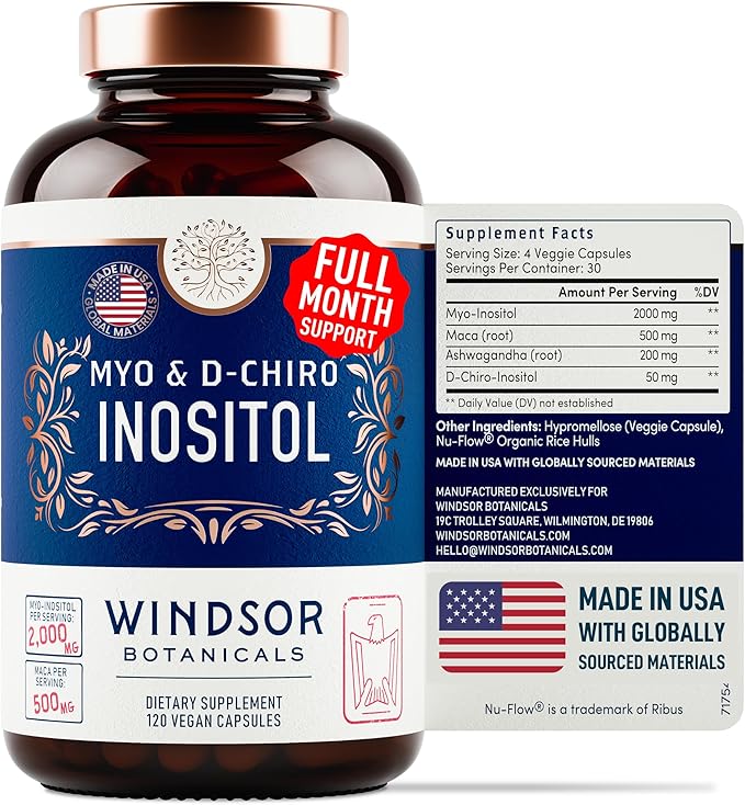 Inositol and Women's Iron Tablets Fertility and Pregnancy Support Bundle by Windsor Botanicals