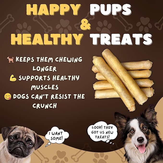 Woofley's Extra Thick Collagen Roll (10-12 Inch - 3 PCS) - Chews for Dogs - Bully Stick Rawhide Alternative Dog Chews No Hide Bones for Medium &amp Large Dogs