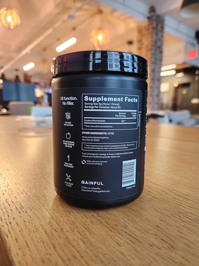 Gainful Creatine Powder Post Workout Amino Acid Supplement Muscle Energy &amp Focus Support 5g Creatine Monohydrate Unflavored 60 Servings