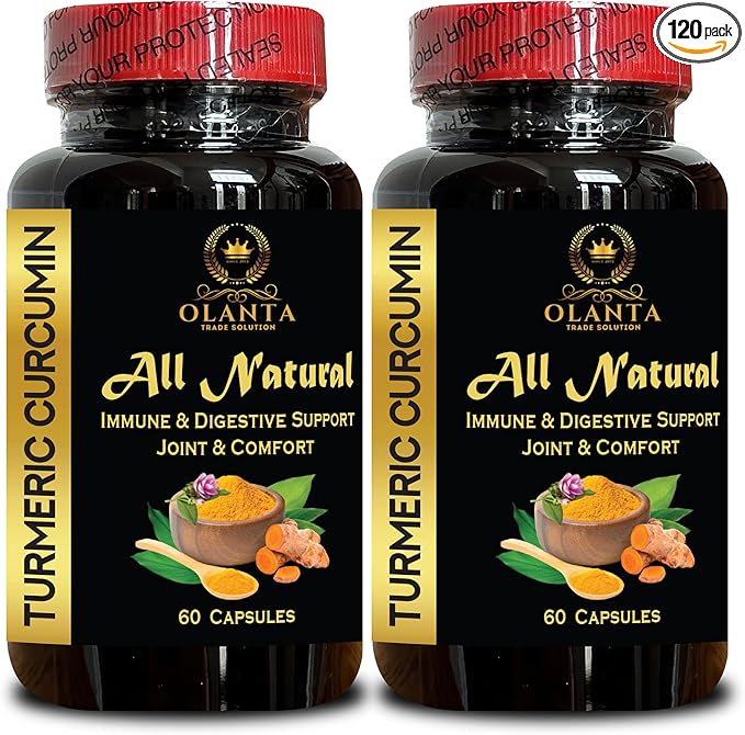 Turmeric Curcumin Capsules – Pure Herbal Extract Formula for Wellness &amp Antioxidant Support – 2 Bottles 120 Capsules – GMP-Certified Facility