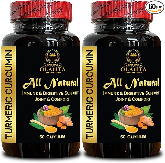 Turmeric Curcumin – Pure Extract for Antioxidant Support &amp Daily Wellness – Pure Turmeric Capsules - 2 Bottles 120 Capsules
