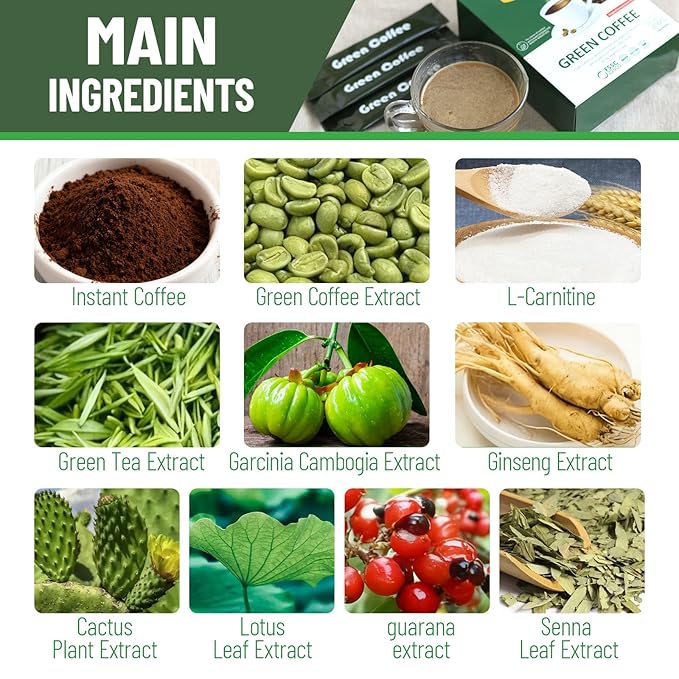 Wins Town Slimming Green Coffee 200g Natural Diet Supplement for Healthy Weightloss 20 Sachets Powder Form