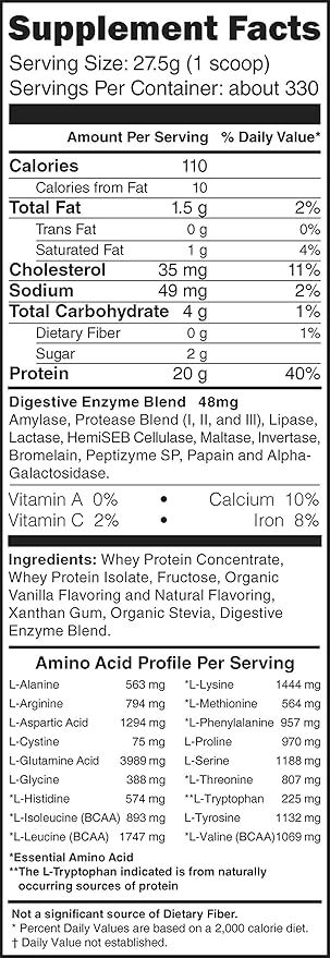 swiig Premium Daily Whey Matrix Vanilla 20lb – 20g Protein per Serving with Amino Acids for Muscle Recovery – Gluten-Free Non-GMO No Fillers No Artificial Flavors
