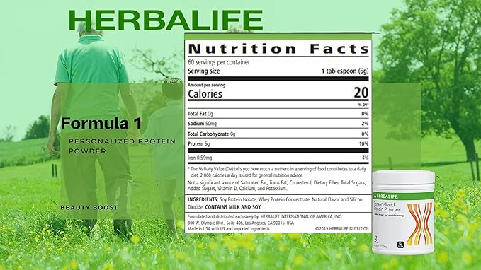 HERBALIFE (Duo) Formula 1 Healthy Meal Nutritional Shake Mix (Cafe Latte) with Personalized Protein Powder