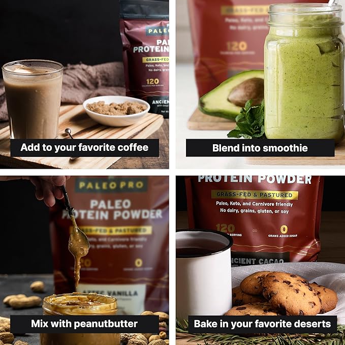 Paleo Pro Beef Protein Powder - Grass Fed Protein Powder Isolate - Pure Animal Based Pastured &amp Cage-Free | Dairy &amp Gluten Free Natural and Clean Proteins for Paleo &amp Keto - 15 Days Suppl