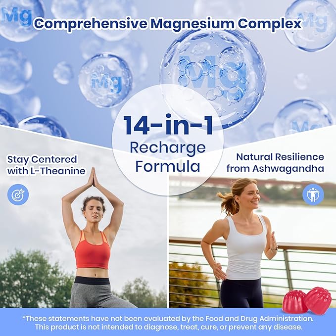 VEV Deep Calm Magnesium Complex 14-in-1 Gummies–90 Count (Pack of 2) – with D3 Ashwagandha L-theanine Zinc – Magnesium Complex for Women and Men – No Added Sugar Vegan Magnesium Glycinate Gummies