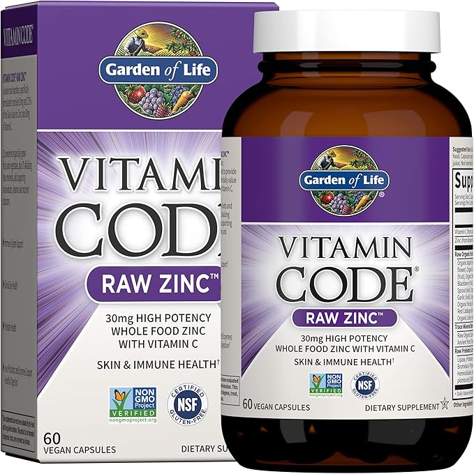 Garden of Life Organics Vegan Vitamin D3 Spray 1000 IU Zinc Supplements 30mg - Vitamin C Immune &amp Skin Health