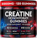 Creatine Monohydrate Gummies Complex 5000 MG for Men &amp Women Preworkout Gummy with BCAA L-Carnitine Taurine &amp Vitamin B12 for Muscle Growth Strength &amp Energy Support  Flavored and Che