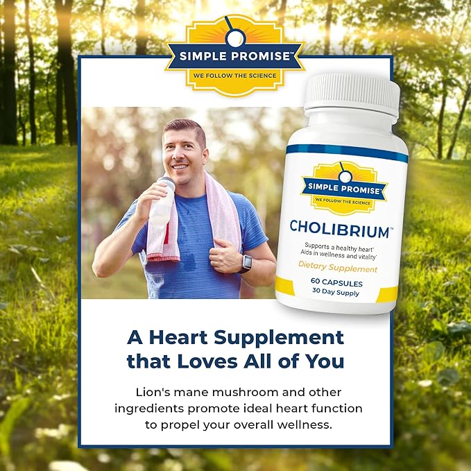 Simple Promise Heart &amp Cholesterol Support Bundle - Supports Heart Health &amp Energy - Cholibrium &amp CardioClear 7 for Circulation &amp Cellular Energy - 90 Capsules