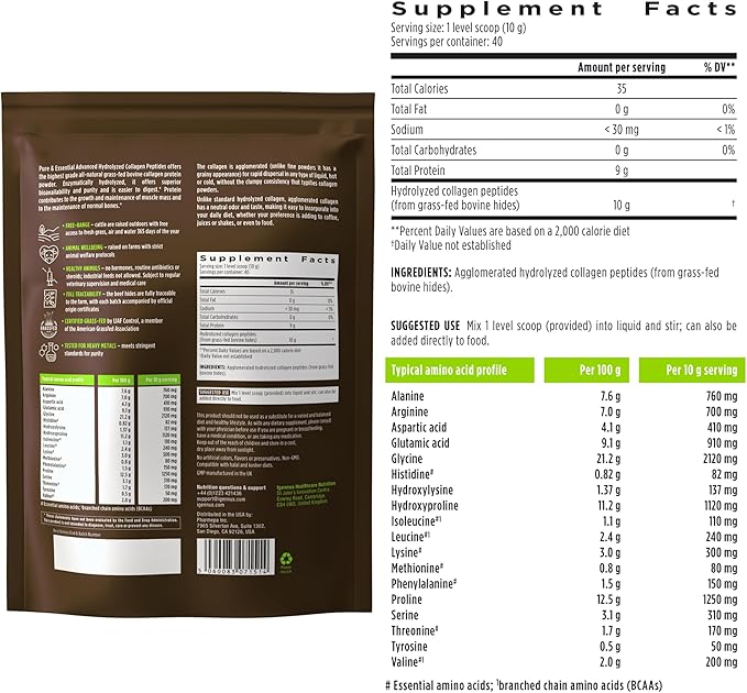 Igennus Free Range Grass Fed Hydrolyzed Bovine Collagen Peptides Neutral Taste 100% Highest Grade Bovine Collagen Protein Powder Types 1 2 &amp 3 Clean Label Non-GMO Free Range 40 Servings