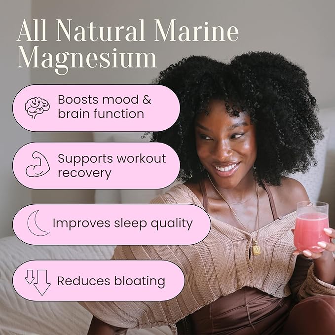 Whole Food Magnesium Powder (30 Servings) | from Ocean Sea Water &amp Icelandic Red Algae | Helps Sleep Brain Function &amp Heart Health | Mixed Berry Flavor