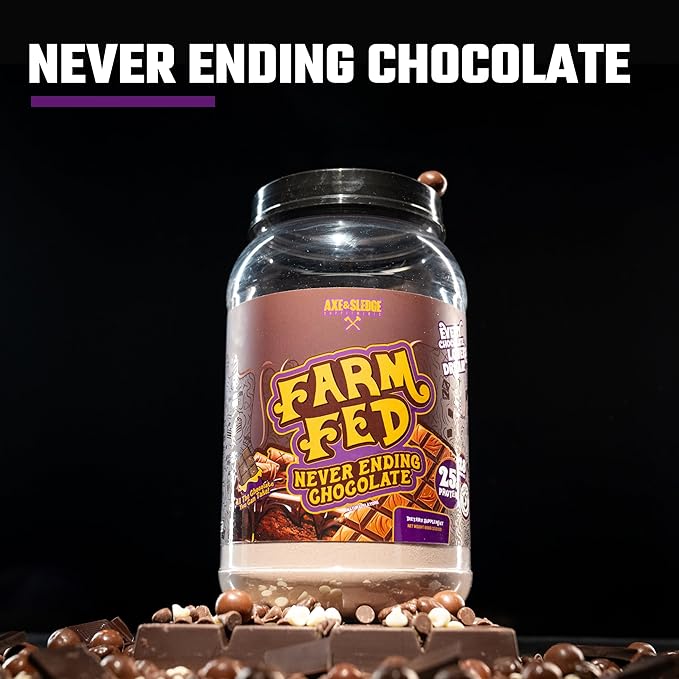 Axe &amp Sledge Farm Fed 100% Whey Protein Isolate | 25g Protein | Low Carb Low Sugar Gluten Free | Protein Powder for Men and Women | Keto | Made in The USA | 28 Servings Never Ending Chocolate