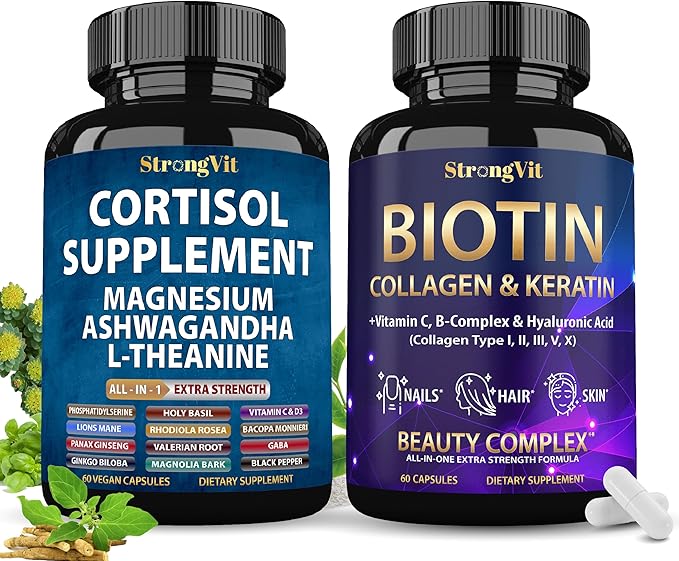 Cortisol Supplement &amp Biotin Complex Bundle (120 Capsules)