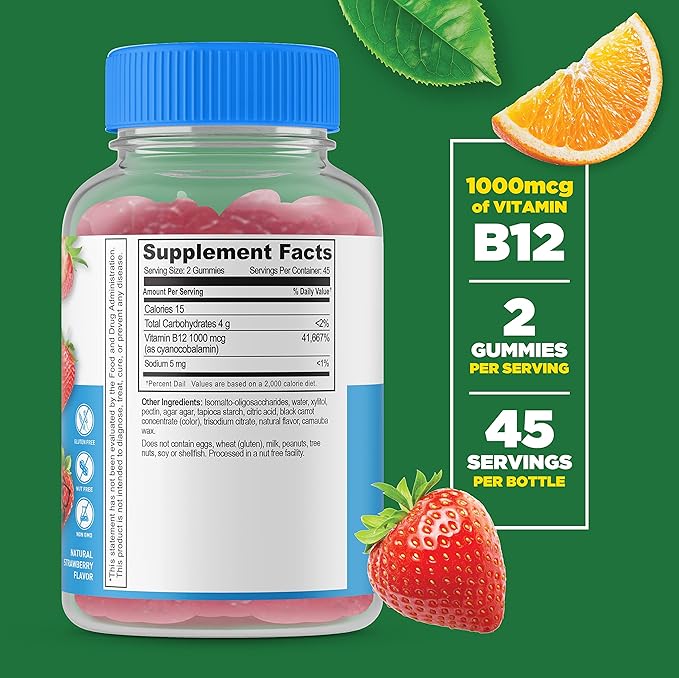 Lifeable Sugar Free Vitamin B12 Kids + Vitamin D Kids Gummies Bundle - Great Tasting Vitamin Supplement Gluten Free GMO Free Chewable Gummy