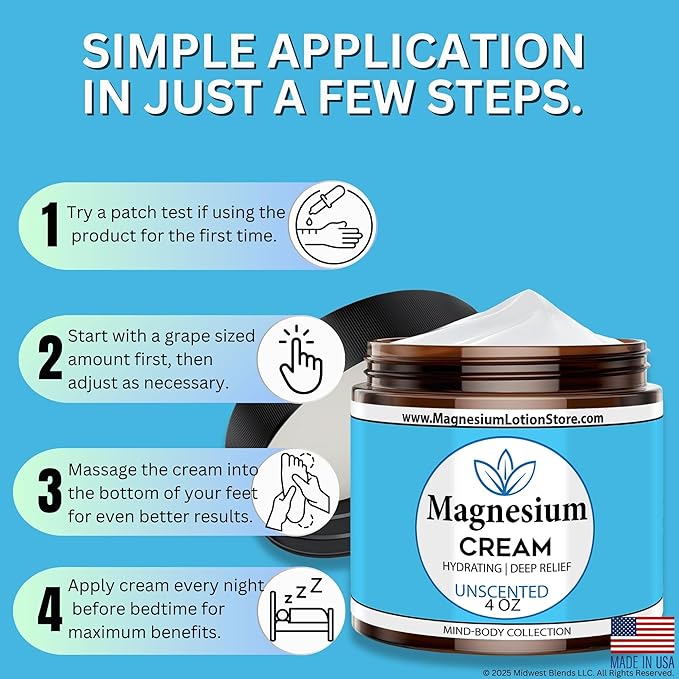 Unscented Magnesium Lotion Topical Magnesium Cream for Sleep Leg Cramps &amp Pain Muscle Relaxation Calm Moisturizing Supplement with Coconut Oil Shea Butter