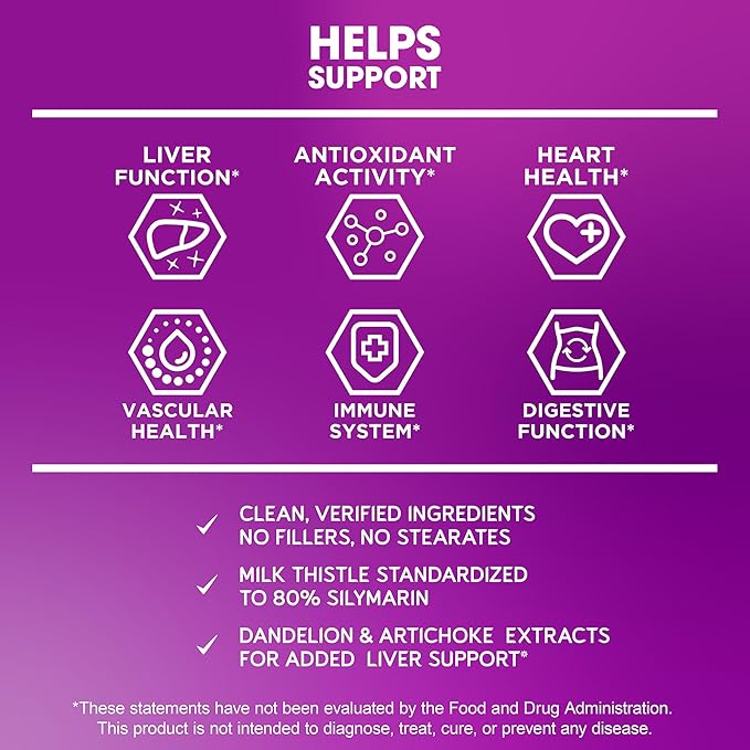 BioEmblem USDA Organic Liver Cleanse - 80% Silymarin Milk Thistle Extract for Liver Health and Liver Function with Dandelion &amp Artichoke Extracts - 100% Vegan Non-GMO - Herbal Liver - 60 Capsules