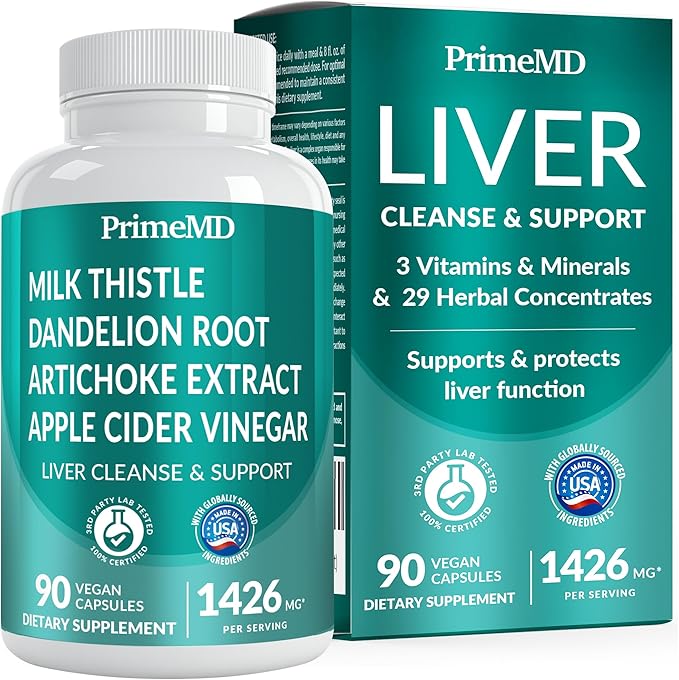 32-in-1 Liver Support with Milk Thistle Supplement – Liver Detox with Silymarin Artichoke Extract &amp Beetroot Powder – Comprehensive Wellness Formula for Liver Cleanse – 1426mg (90 count) (Pack of