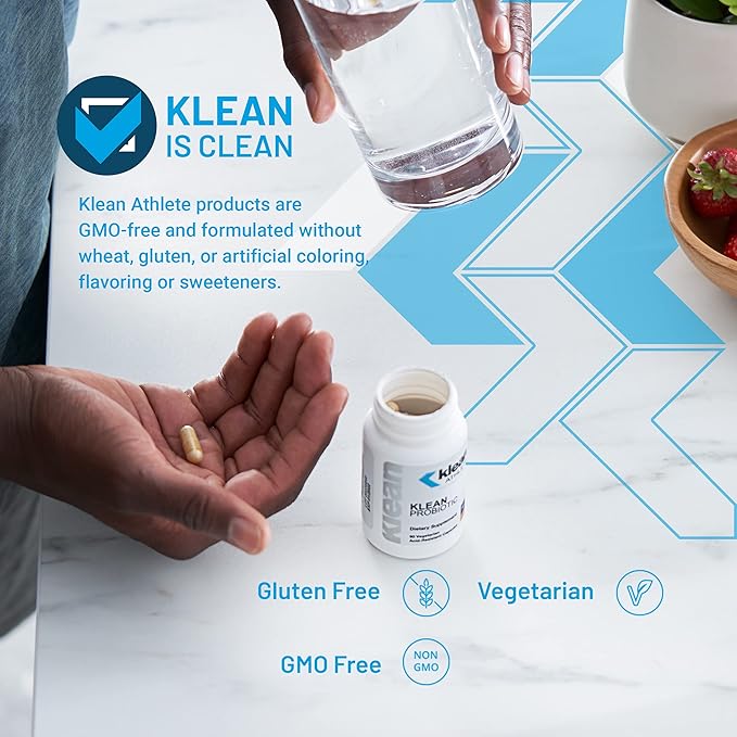 Klean Athlete Klean Probiotic | Shelf Stable Probiotic to Support Immune System and Overall Health of The Digestive System | NSF Certified for Sport | 60 Vegetarian Acid-Resistant Capsules